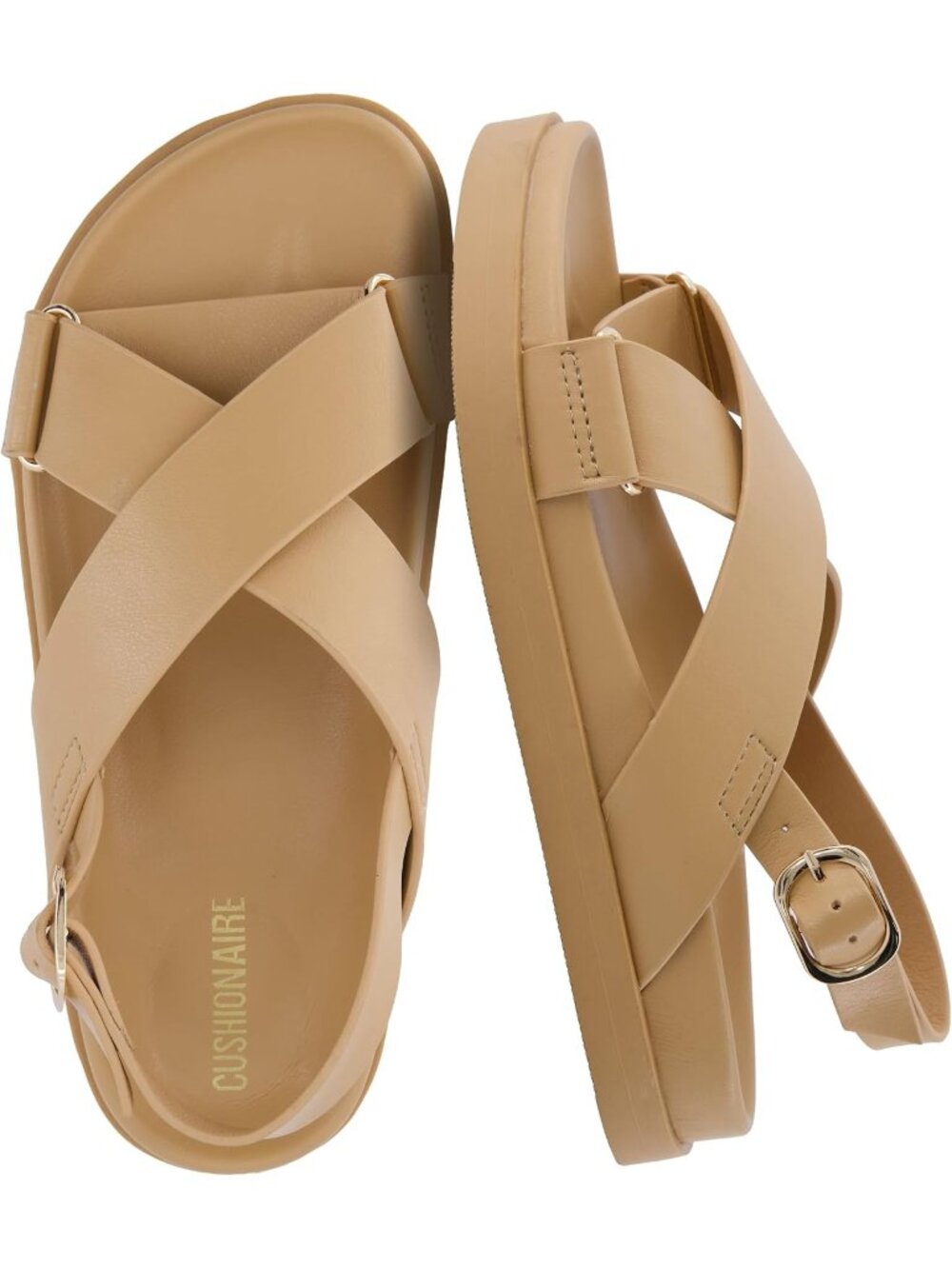 Women's Tan Foot bed Sandals Comfortable Arch Support Slingback Strap